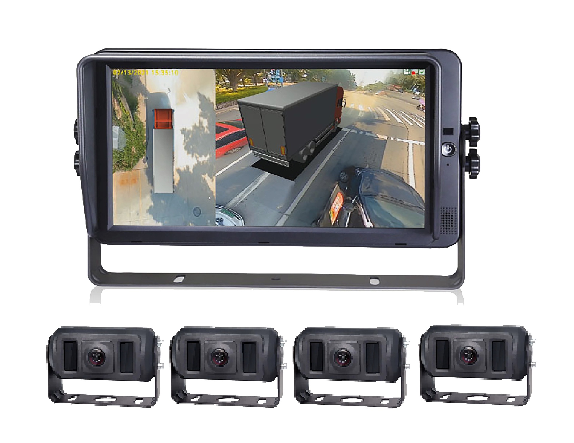 Sistema 360° — monitor con vista envolvente y cámaras