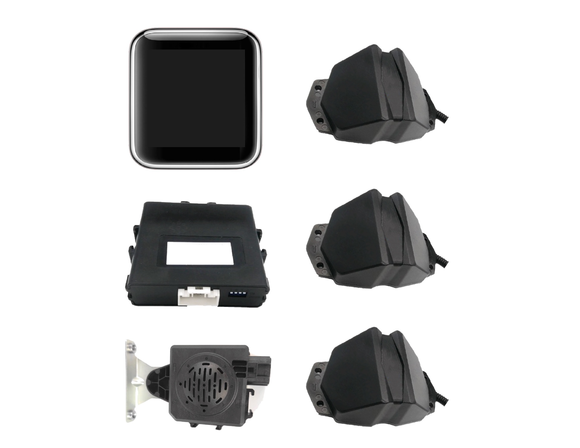 Sistema de radar de microondas para puntos ciegos con display y sensores